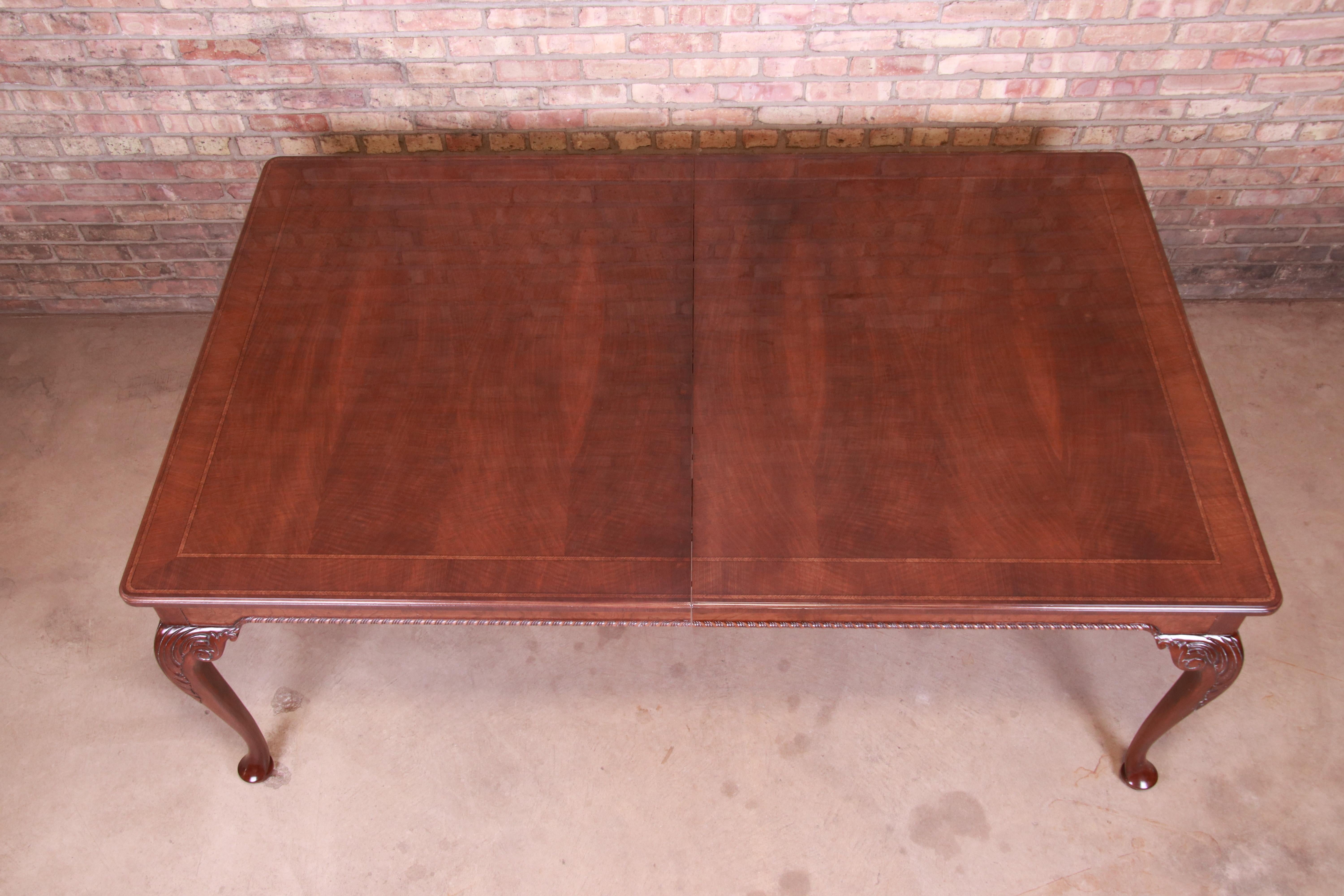 Baker Furniture Stately Homes Queen Anne Walnut Dining Table, Newly Refinished 8