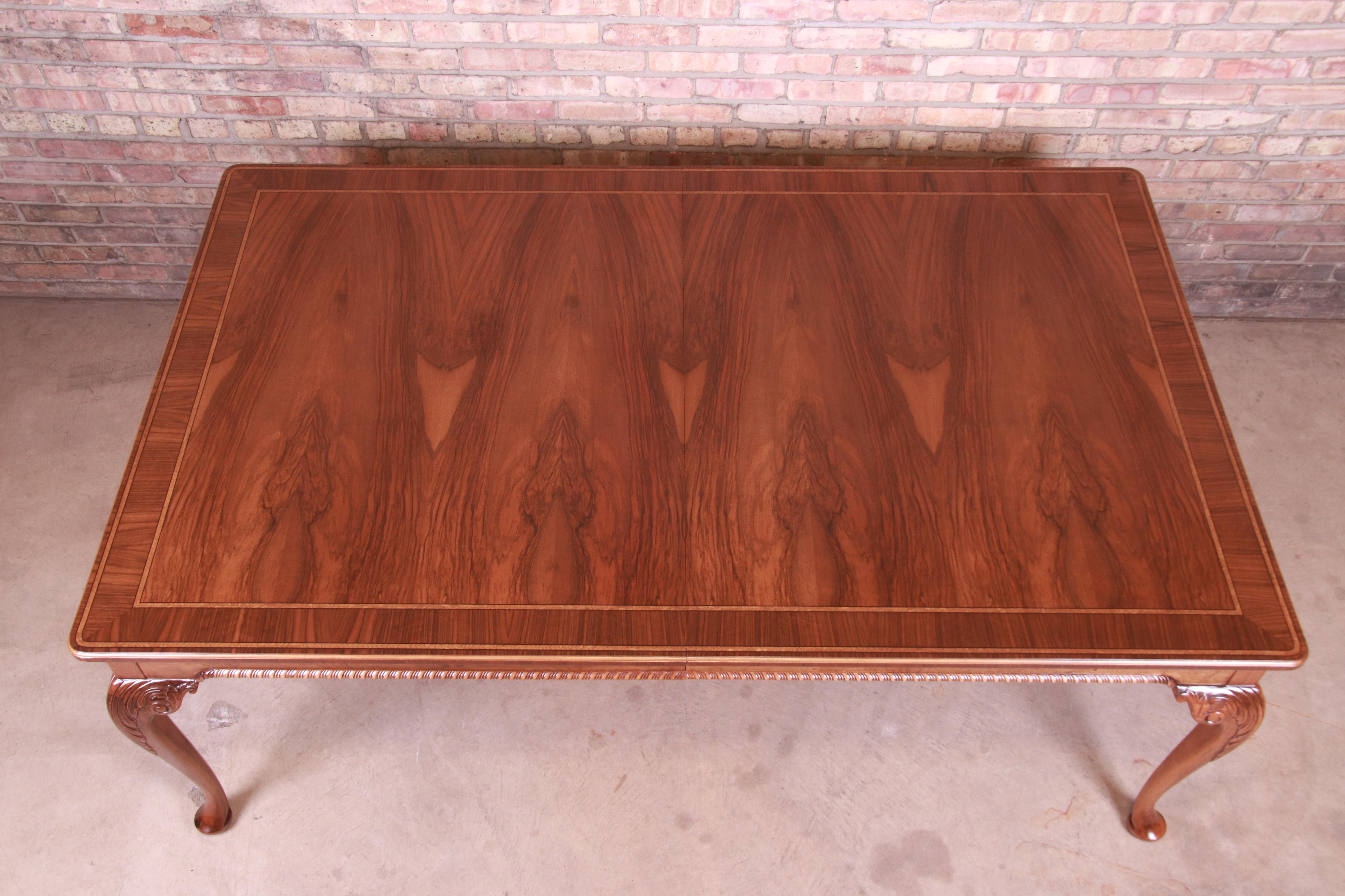 Baker Furniture Stately Homes Queen Anne Walnut Dining Table, Newly Refinished For Sale 6