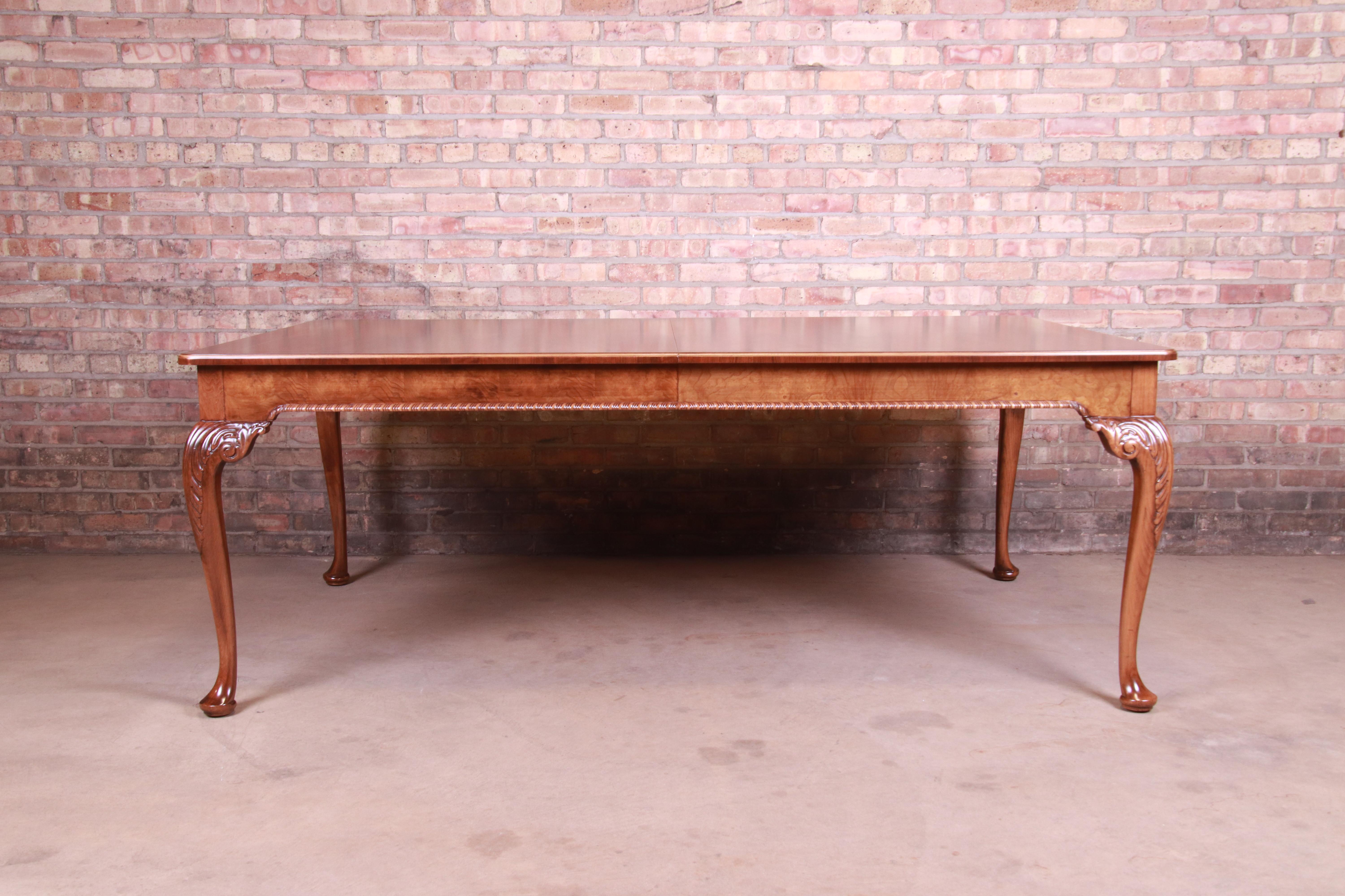 Baker Furniture Stately Homes Queen Anne Walnut Dining Table, Newly Refinished For Sale 7