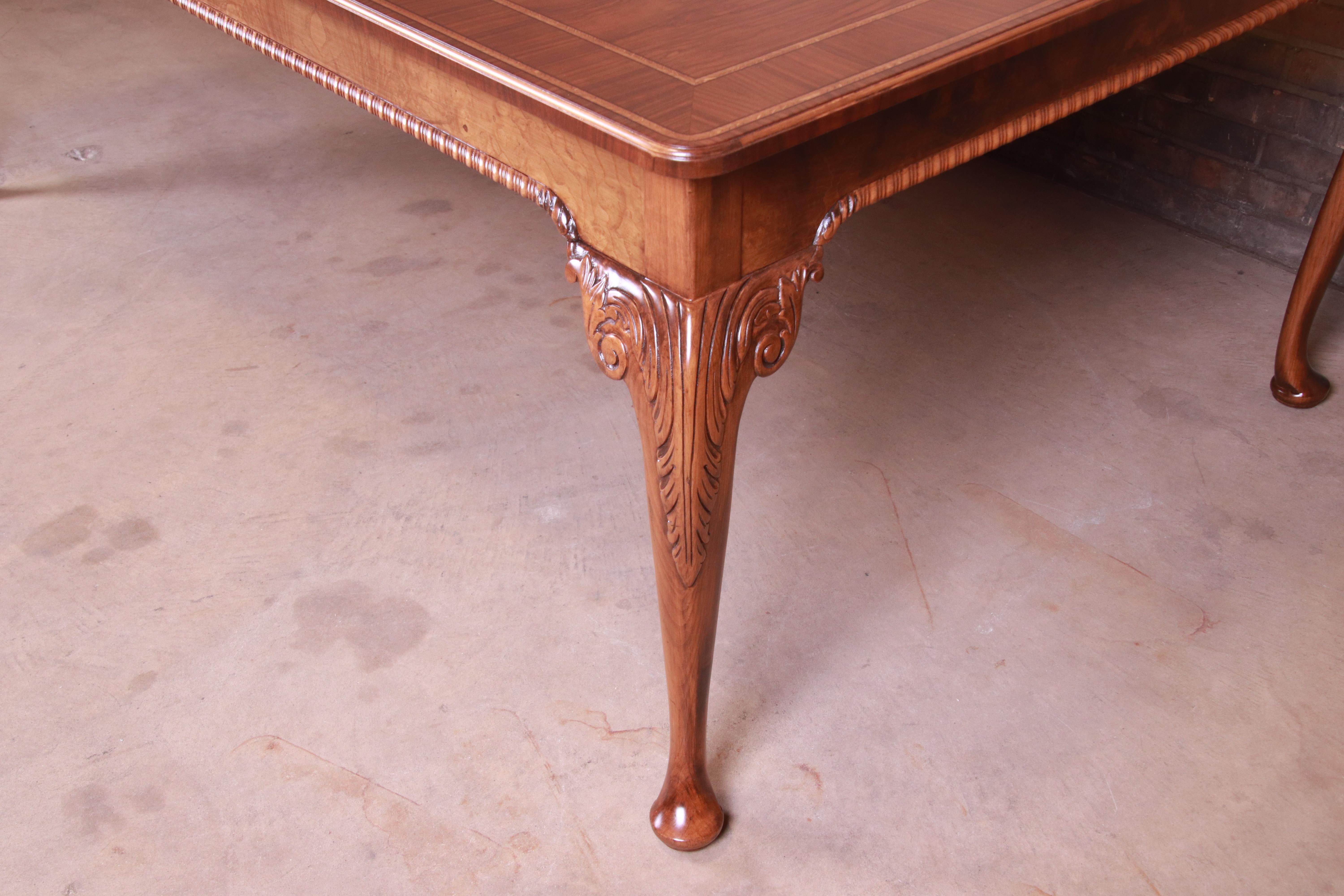 Baker Furniture Stately Homes Queen Anne Walnut Dining Table, Newly Refinished For Sale 8