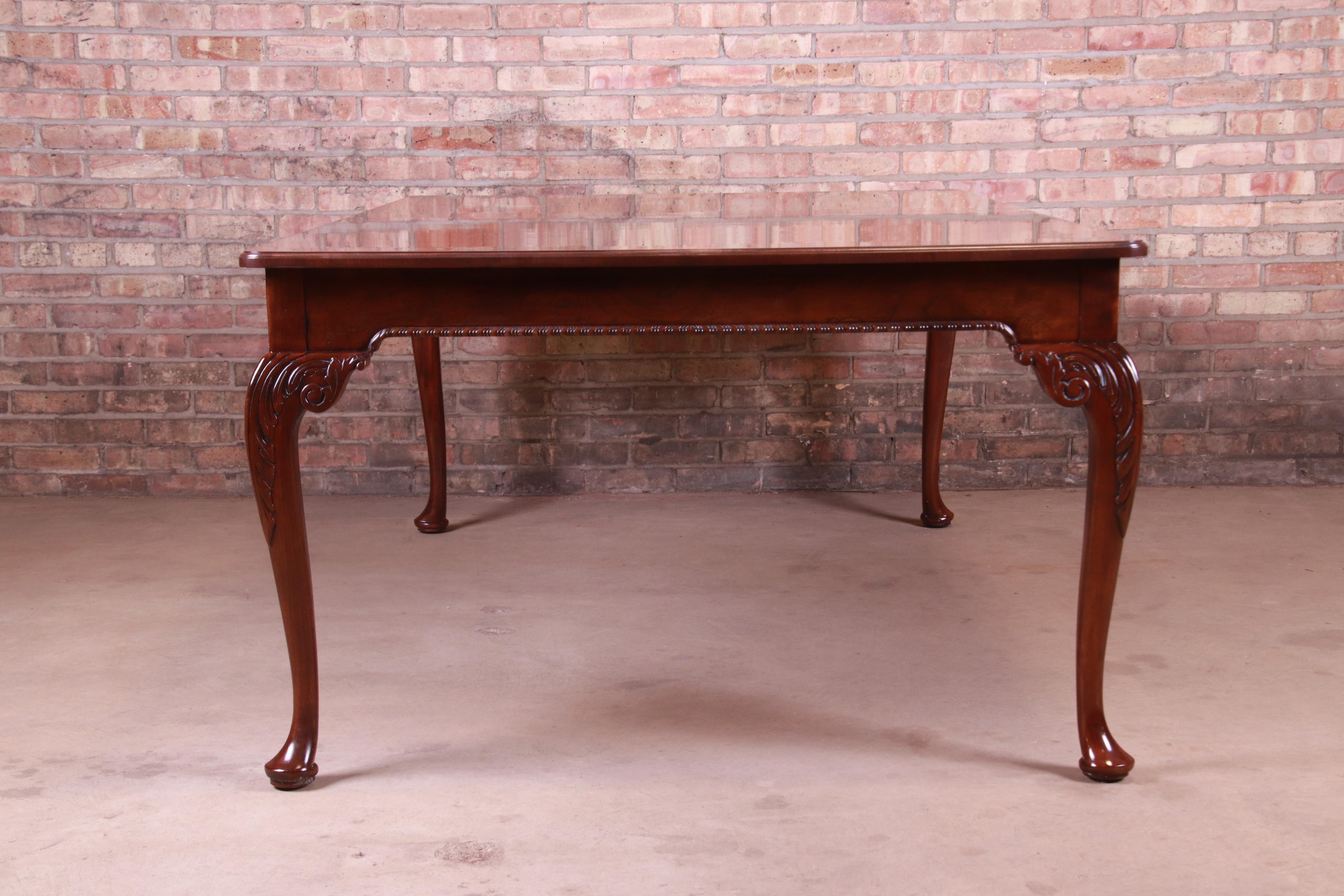 Baker Furniture Stately Homes Queen Anne Walnut Dining Table, Newly Refinished 13