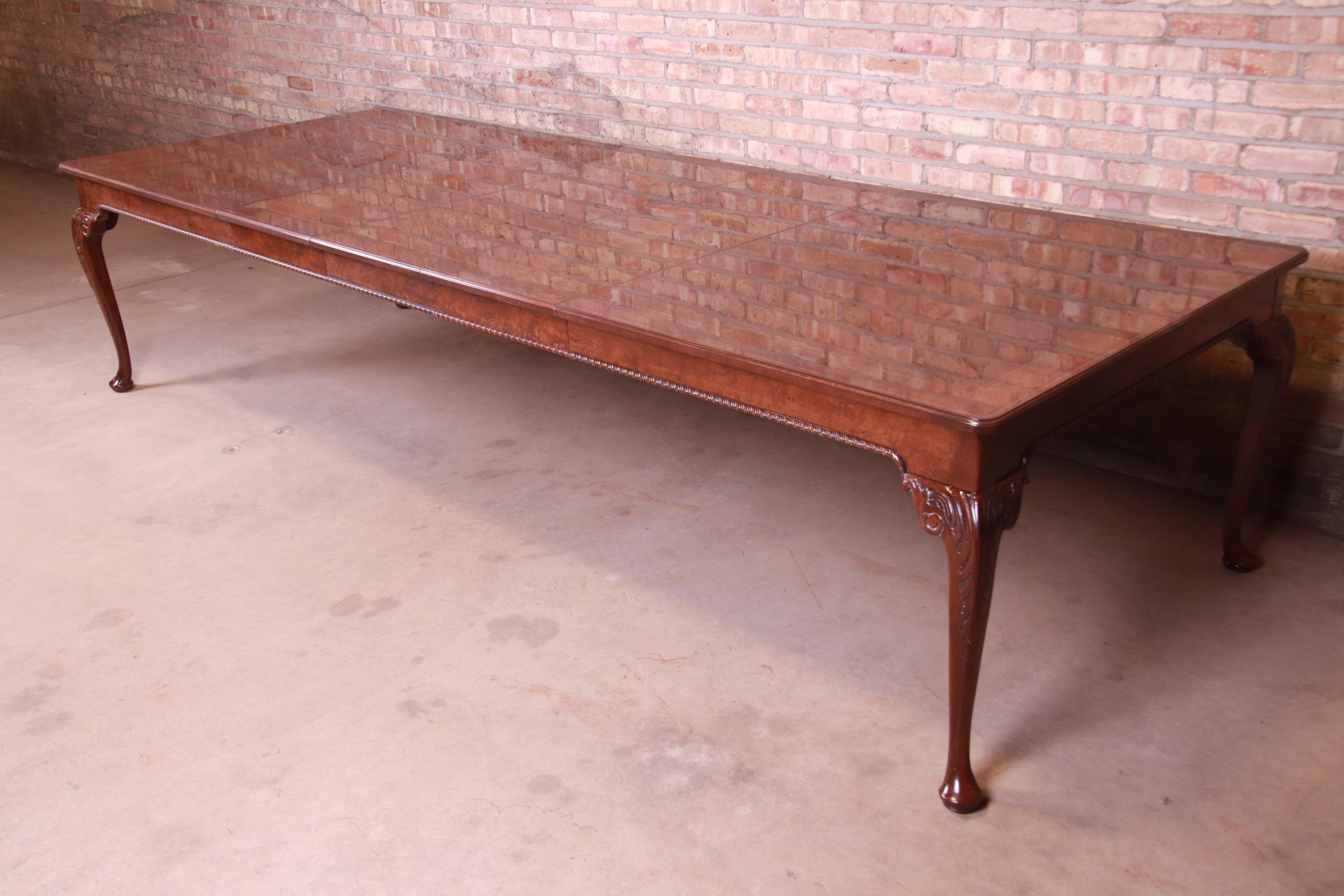 American Baker Furniture Stately Homes Queen Anne Walnut Dining Table, Newly Refinished