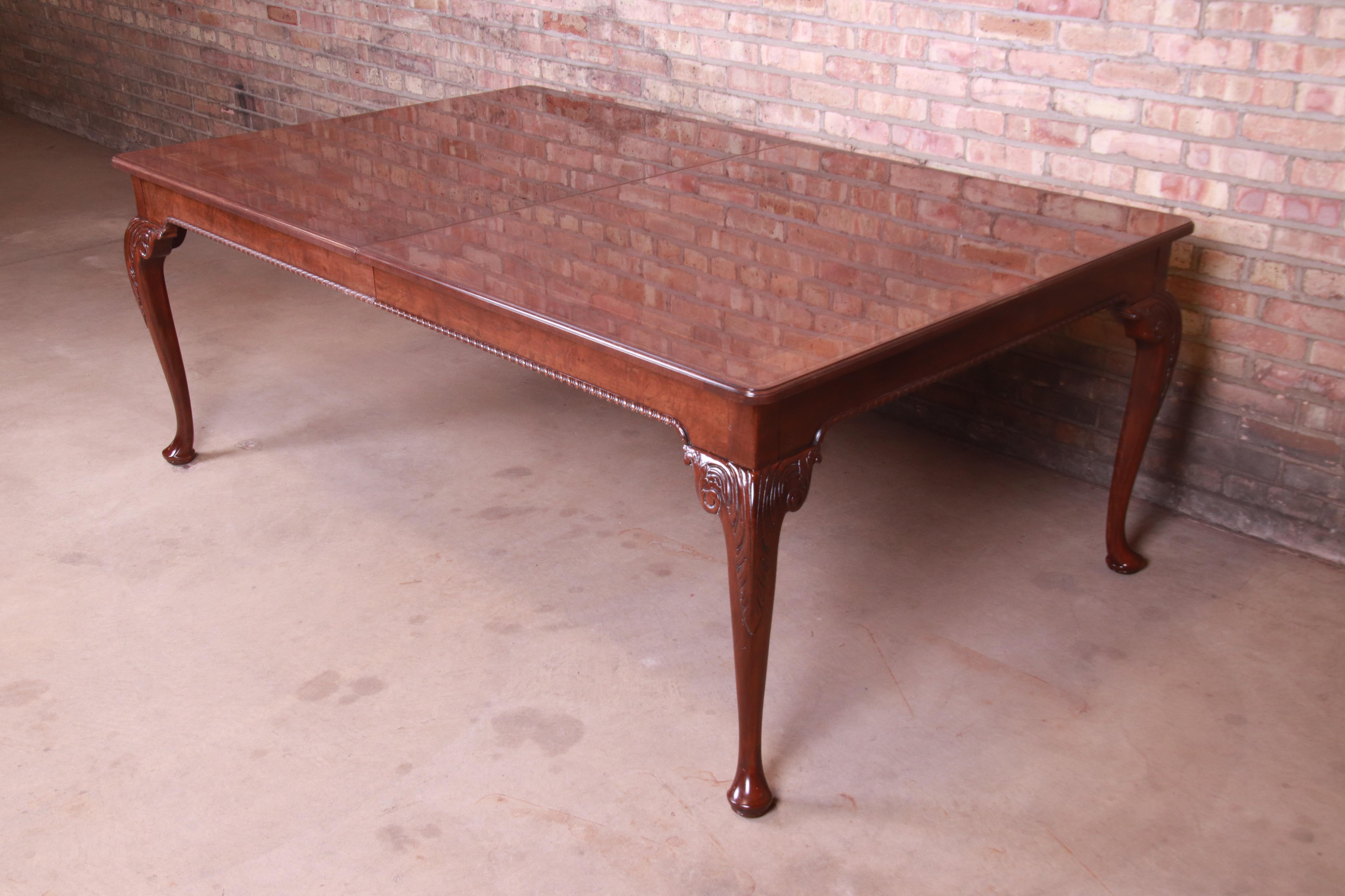 Baker Furniture Stately Homes Queen Anne Walnut Dining Table, Newly Refinished 4