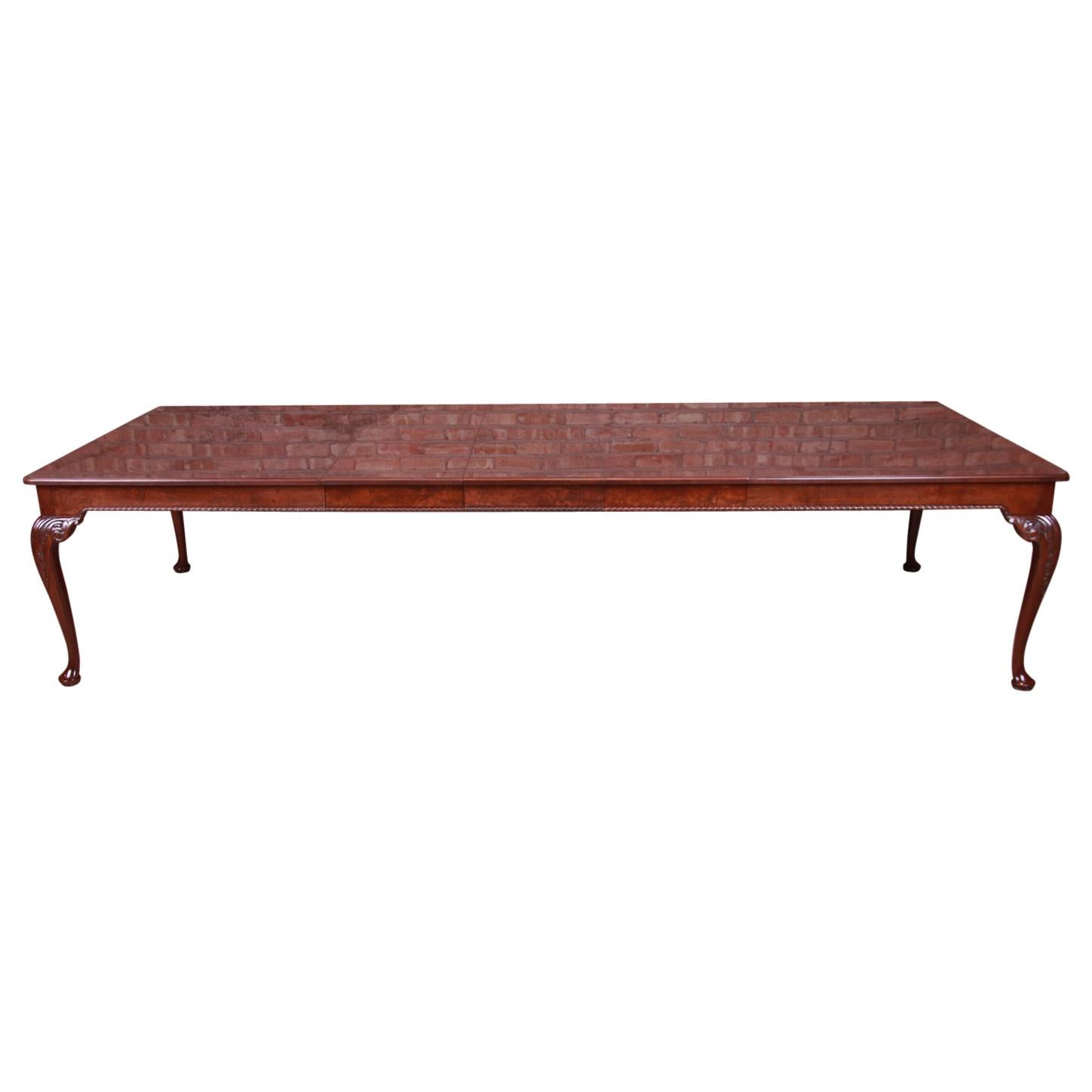 Baker Furniture Stately Homes Queen Anne Walnut Dining Table, Newly Refinished