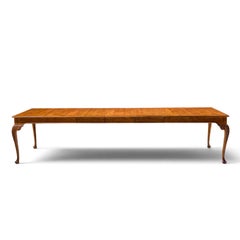 Baker Furniture Stately Homes Queen Anne Walnut Dining Table with 3 Leaves