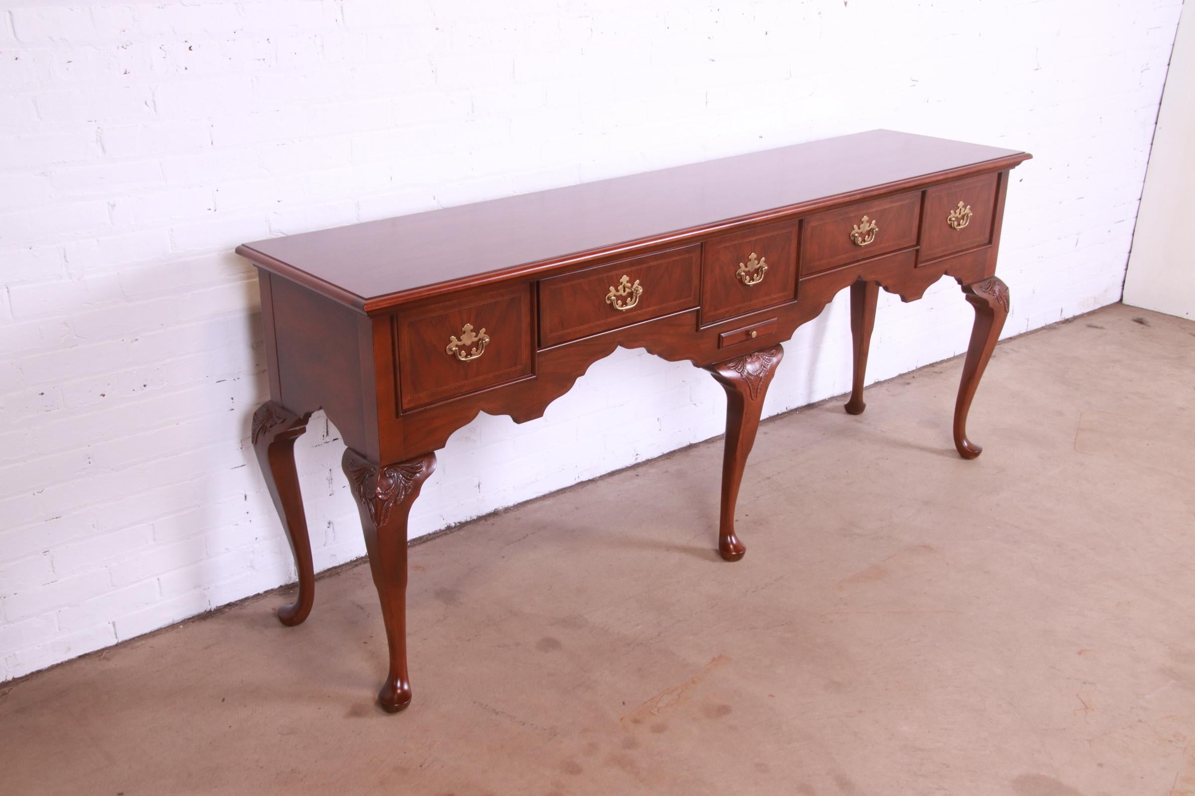 20th Century Baker Furniture Stately Homes Queen Anne Walnut Huntboard Sideboard, Refinished