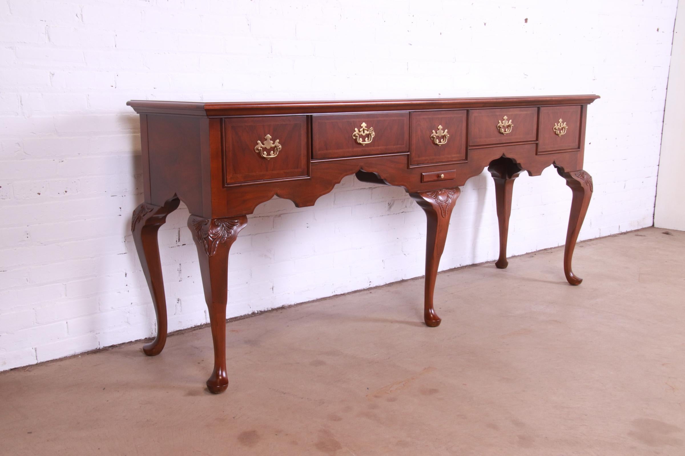 Brass Baker Furniture Stately Homes Queen Anne Walnut Huntboard Sideboard, Refinished