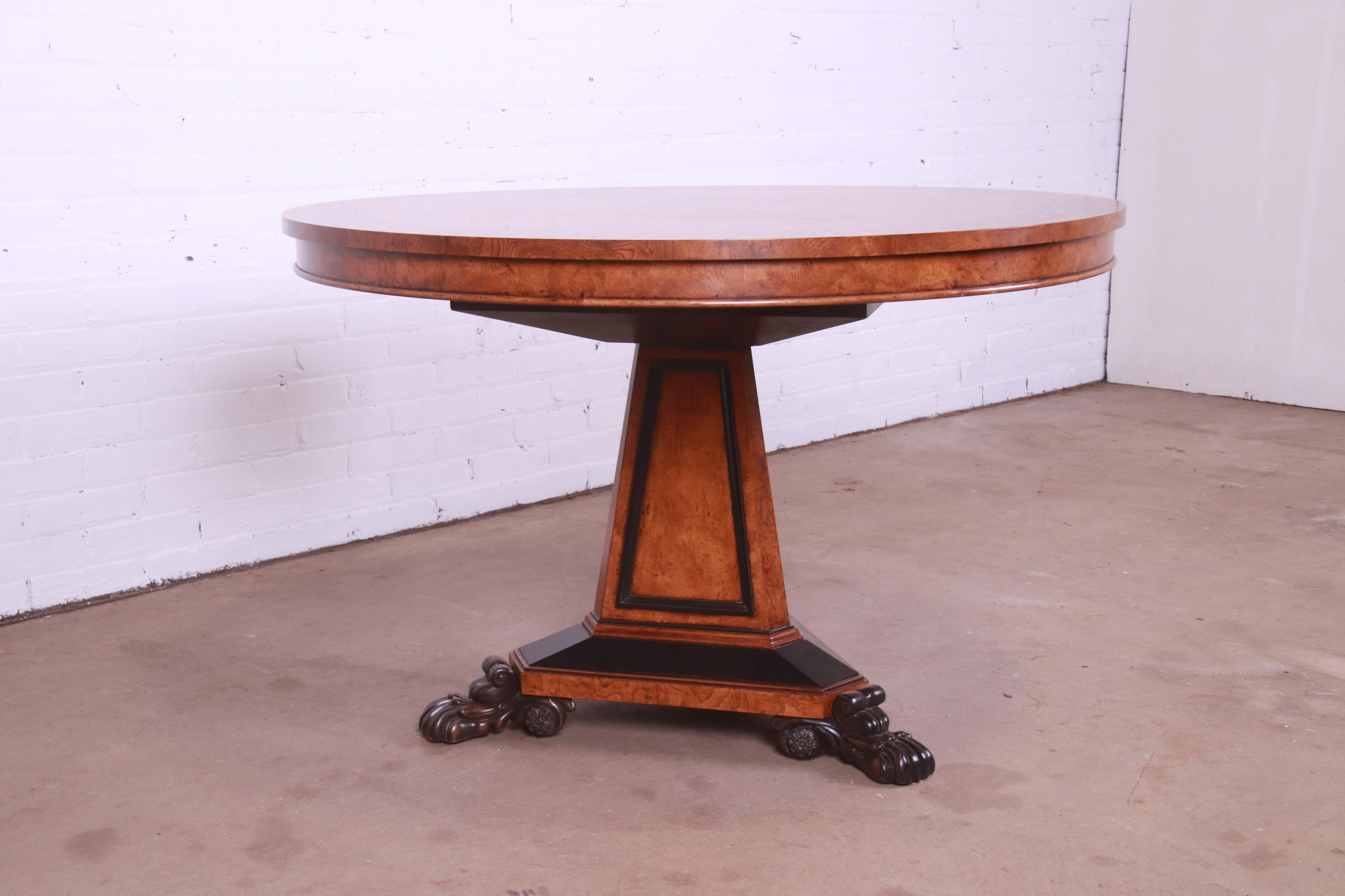 Ebony Baker Furniture Stately Homes Regency Burl Wood and Ebonized Center Table