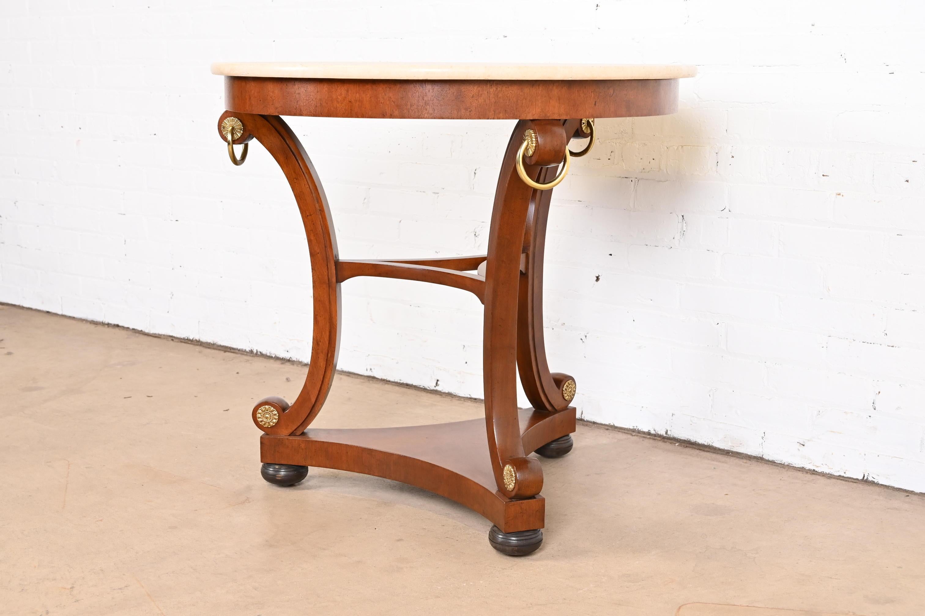 Baker Furniture Stately Homes Regency Carved Mahogany Marble Top Center Table For Sale 9