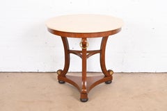 Baker Furniture Stately Homes Regency Carved Mahogany Marble Top Center Table