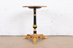 Baker Furniture Stately Homes Regency Ebonized and Giltwood Pedestal Side Table