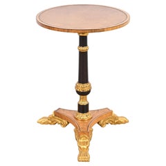 Baker Furniture Stately Homes Regency Ebonized and Giltwood Pedestal Side Table