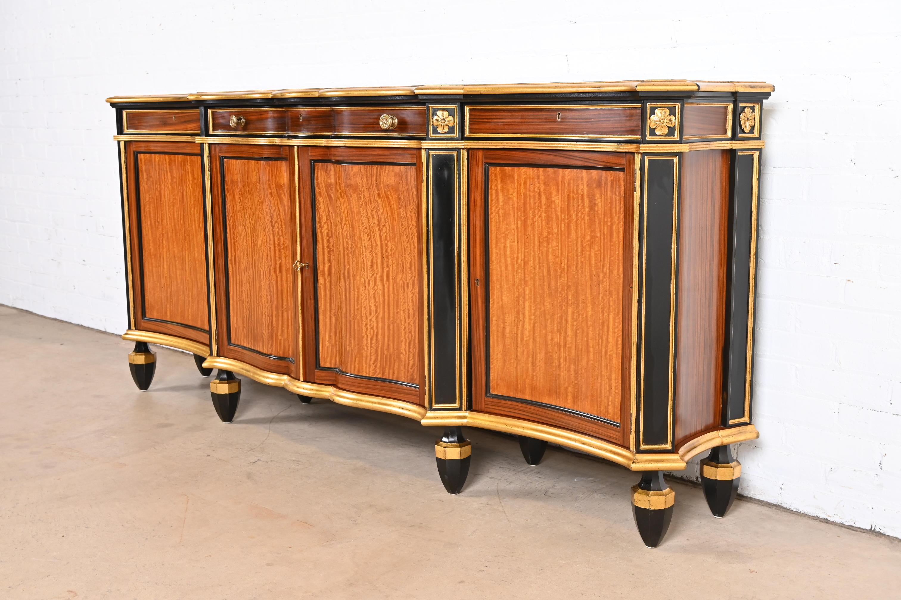 Baker Furniture Stately Homes Regency Satinwood and Macassar Ebony Sideboard In Good Condition In South Bend, IN