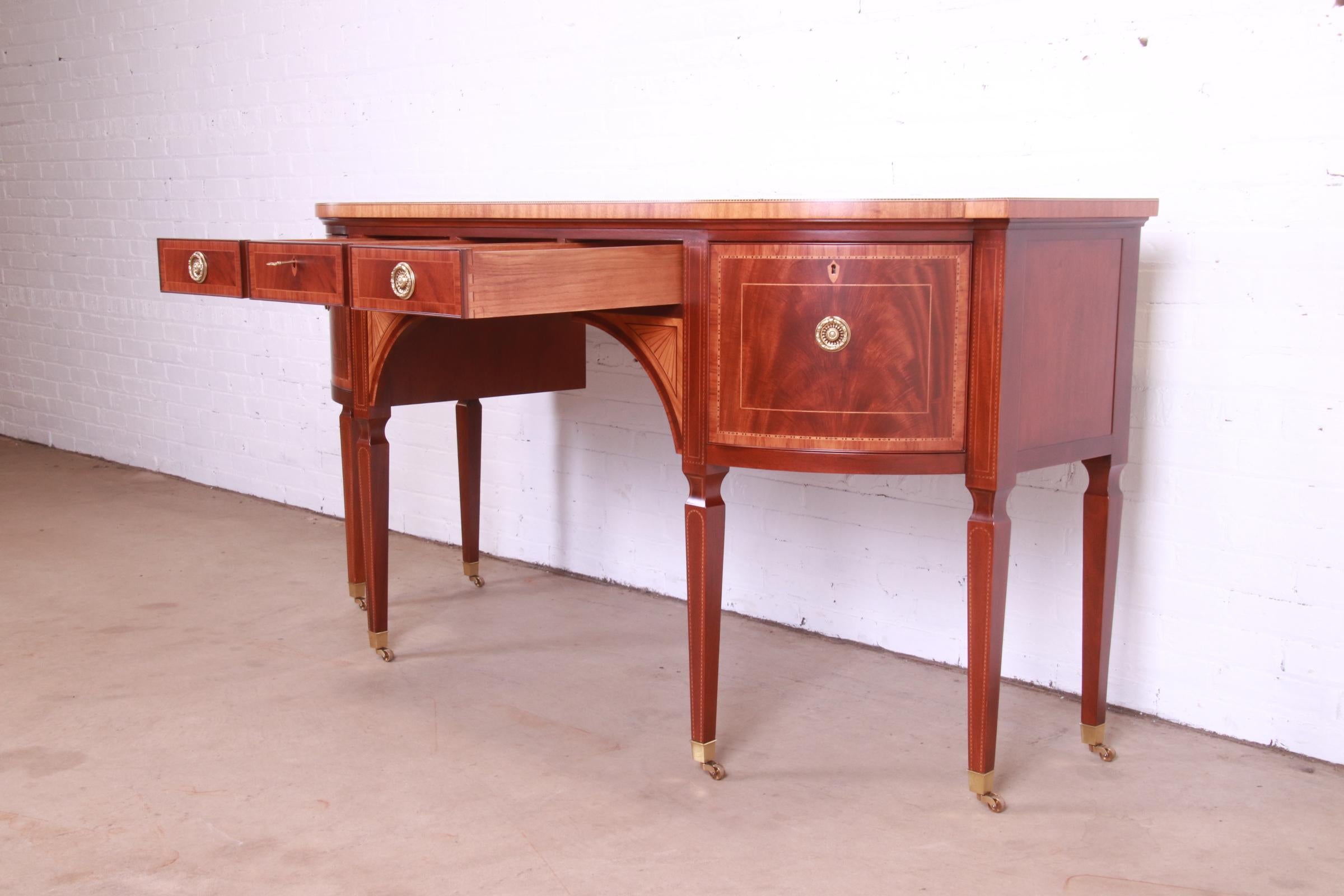 Baker Furniture Stately Homes Sheraton Bow Front Inlaid Mahogany Sideboard 5