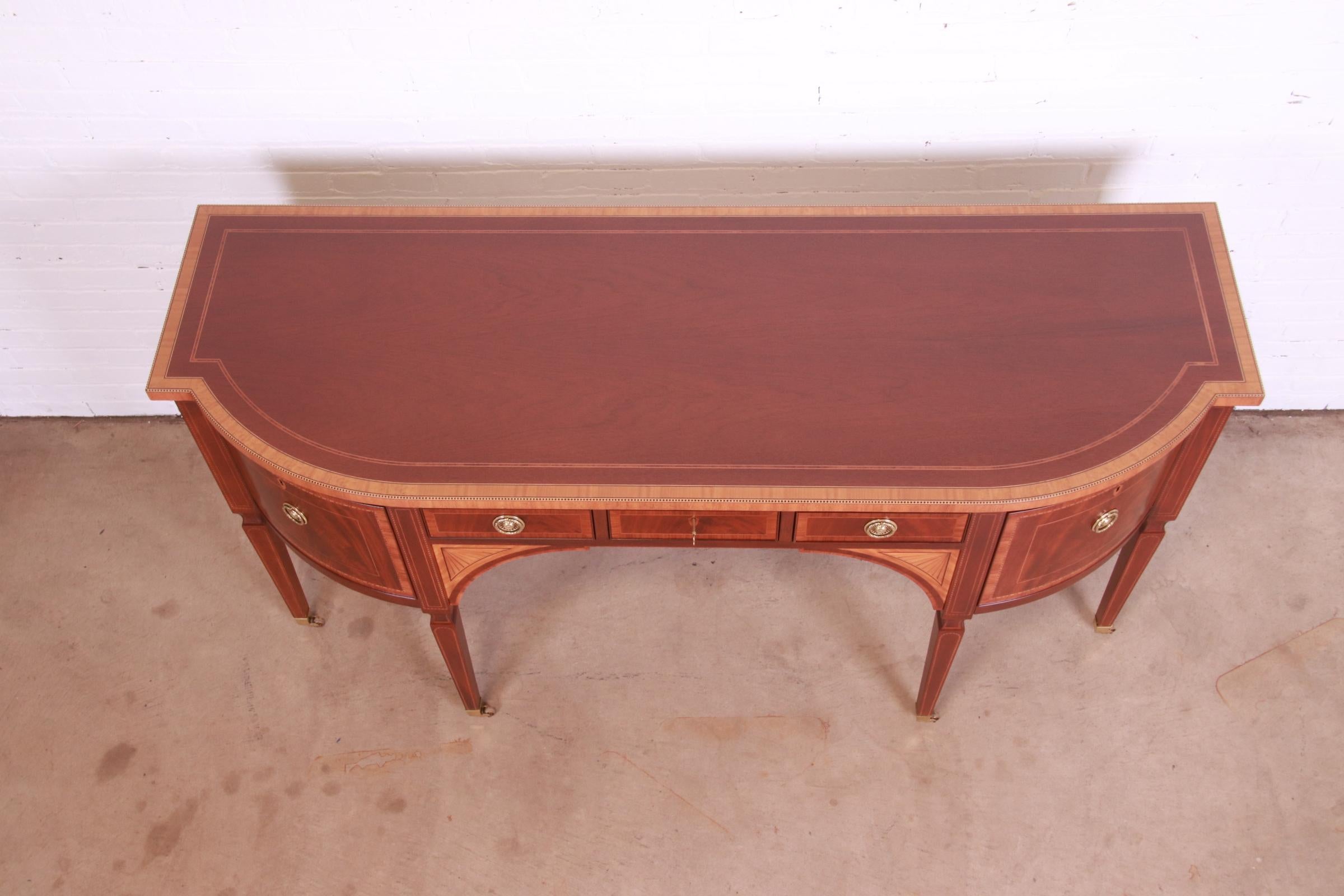 Baker Furniture Stately Homes Sheraton Bow Front Inlaid Mahogany Sideboard 9