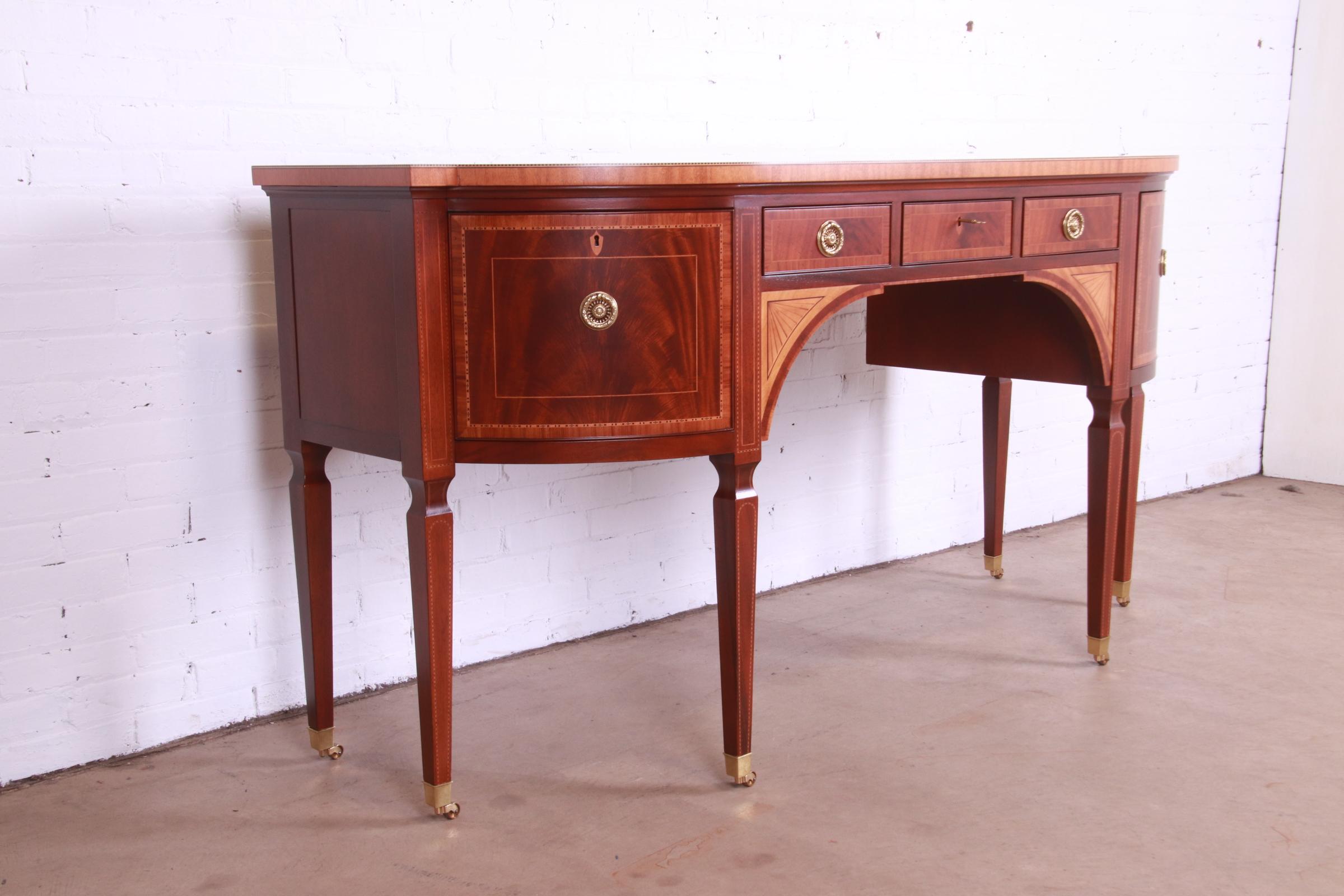 Baker Furniture Stately Homes Sheraton Bow Front Inlaid Mahogany Sideboard 1