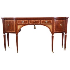 Baker Furniture Stately Homes Sheraton Bow Front Inlaid Mahogany Sideboard