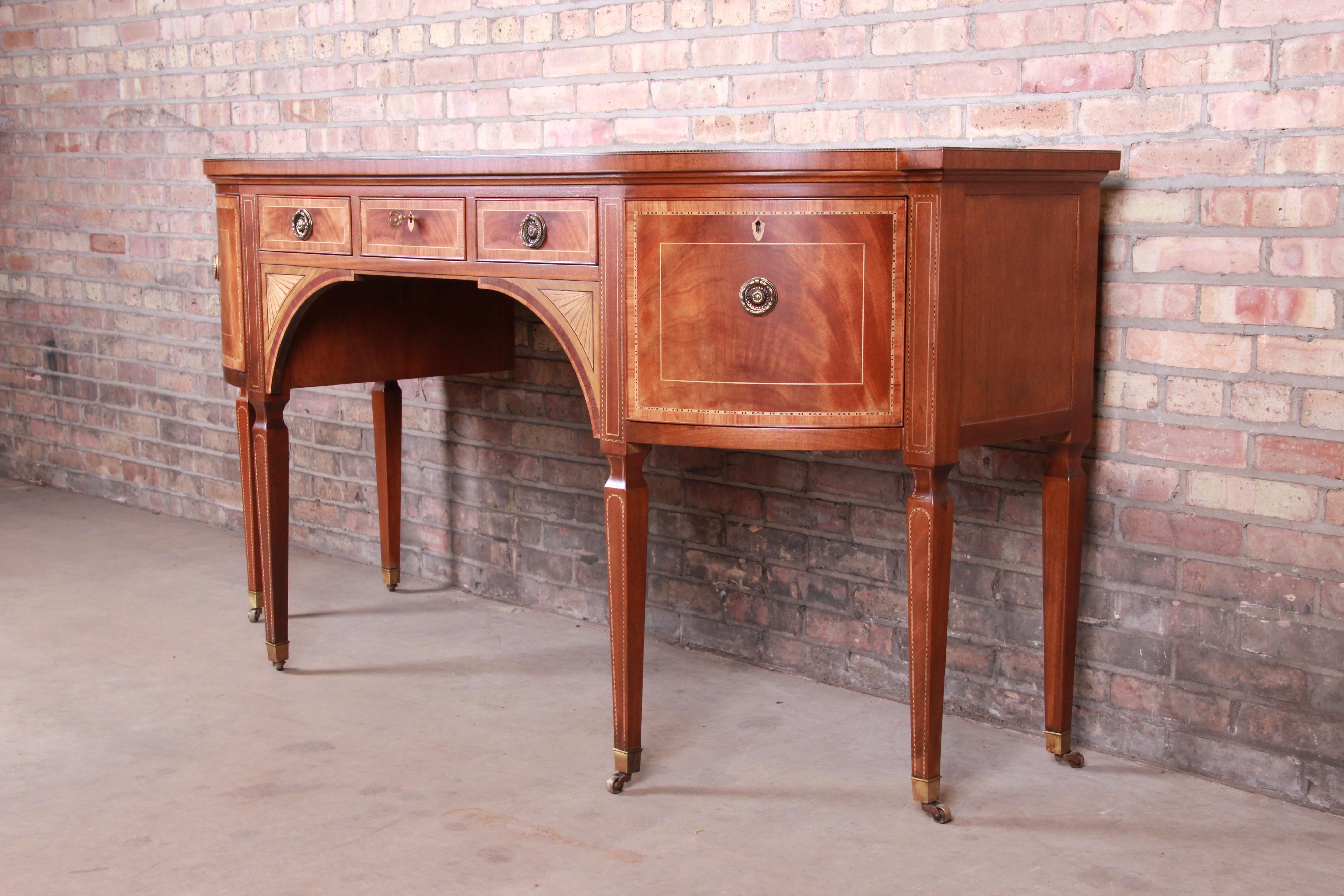 American Baker Furniture Stately Homes Sheraton Bow Front Mahogany Sideboard, Restored