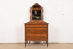 Baker Furniture Style Antique French Regency Louis XVI Mahogany Vanity Dresser