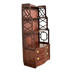 Baker Furniture Style Chinese Chippendale Carved Mahogany Étagère or Bookcase