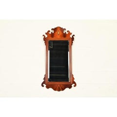 Baker Furniture Style Chippendale Carved Flame Mahogany Wall Mirror