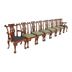 Sedie da pranzo in mogano intagliato stile Chippendale di Baker Furniture, set di otto sedie
