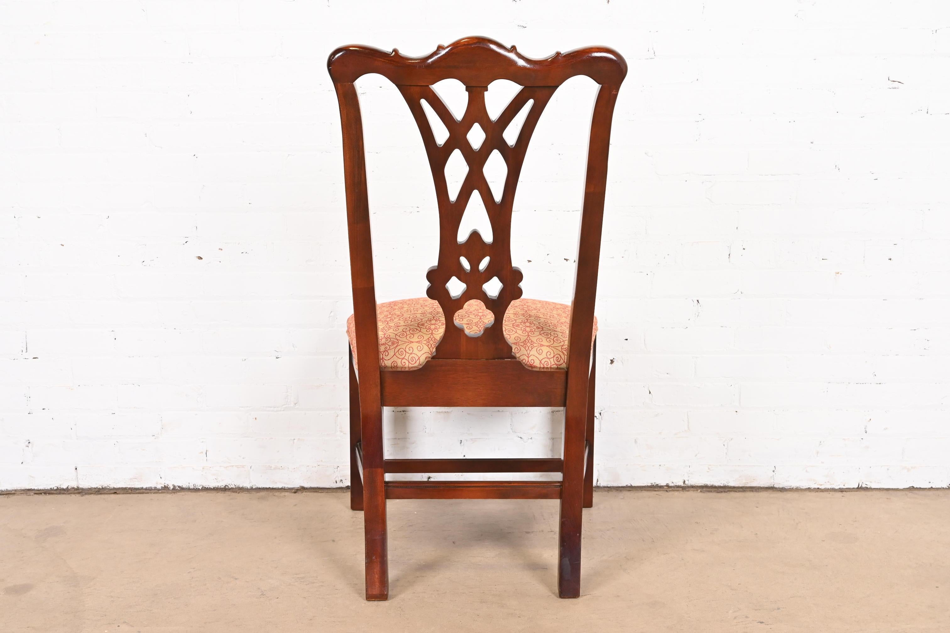 Baker Furniture Style Chippendale Carved Mahogany Dining Chairs, Set of Six For Sale 8