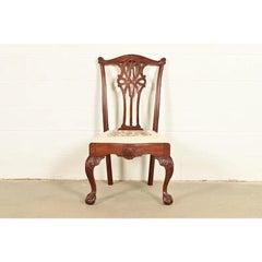 Baker Furniture Style Chippendale Carved Mahogany Side Chair or Dining Chair