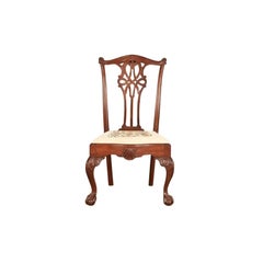 Baker Furniture Style Chippendale Carved Mahogany Side Chair or Dining Chair