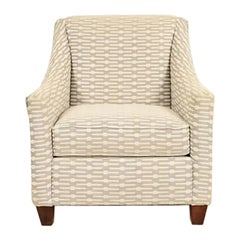 Baker Furniture Style Contemporary Upholstered Barrel Arm Lounge Chair