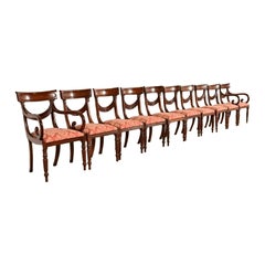 Baker Furniture: Esszimmerstühle im englischen Regency-Stil aus geschnitztem Mahagoni, 10er-Set