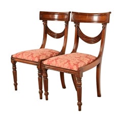 Baker Furniture Style English Regency Carved Mahogany Side Chairs