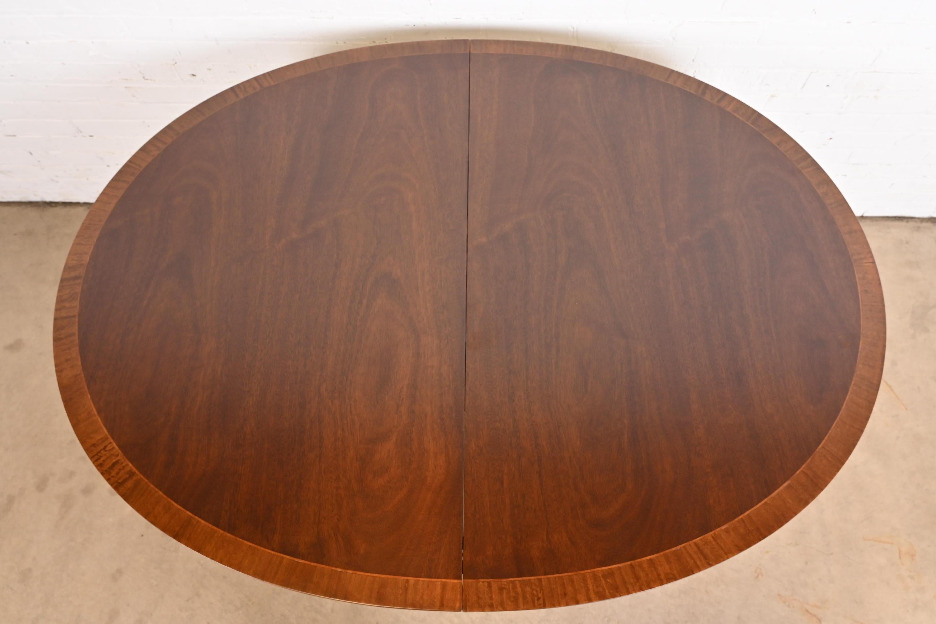 Baker Furniture Style Federal Banded Mahogany Dining Table, Newly Refinished 5