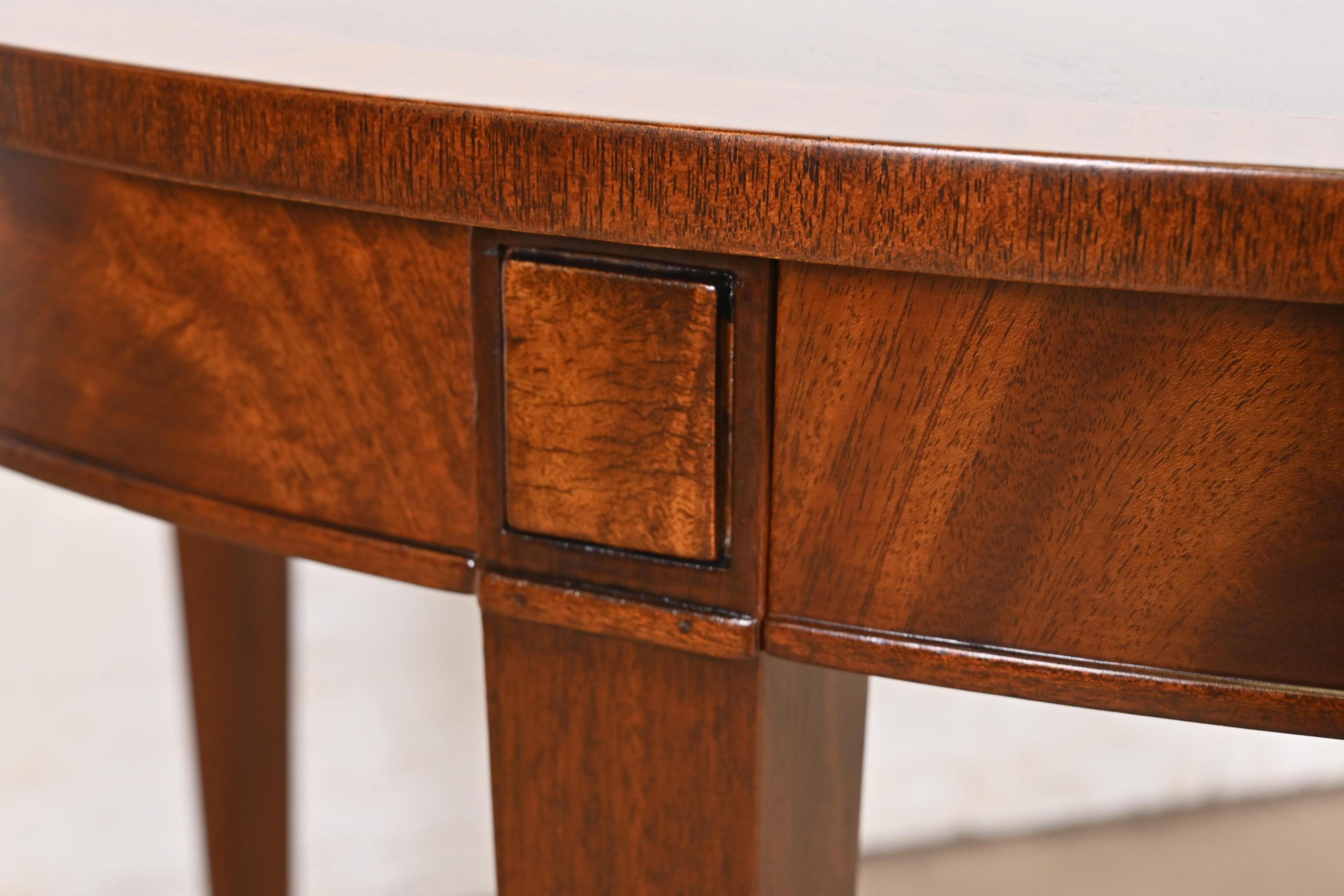 Baker Furniture Style Federal Banded Mahogany Dining Table, Newly Refinished 6