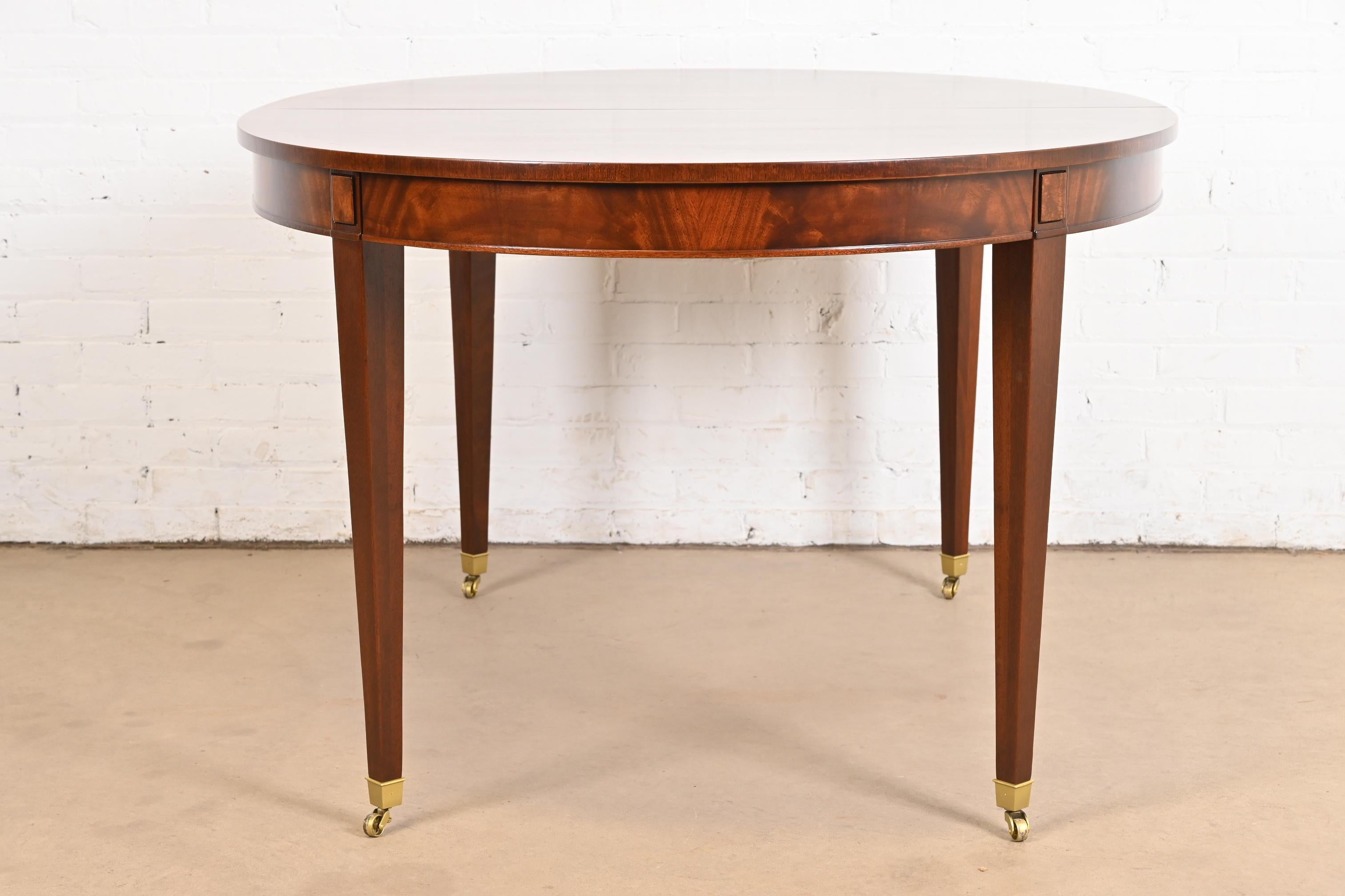 Baker Furniture Style Federal Banded Mahogany Dining Table, Newly Refinished 7