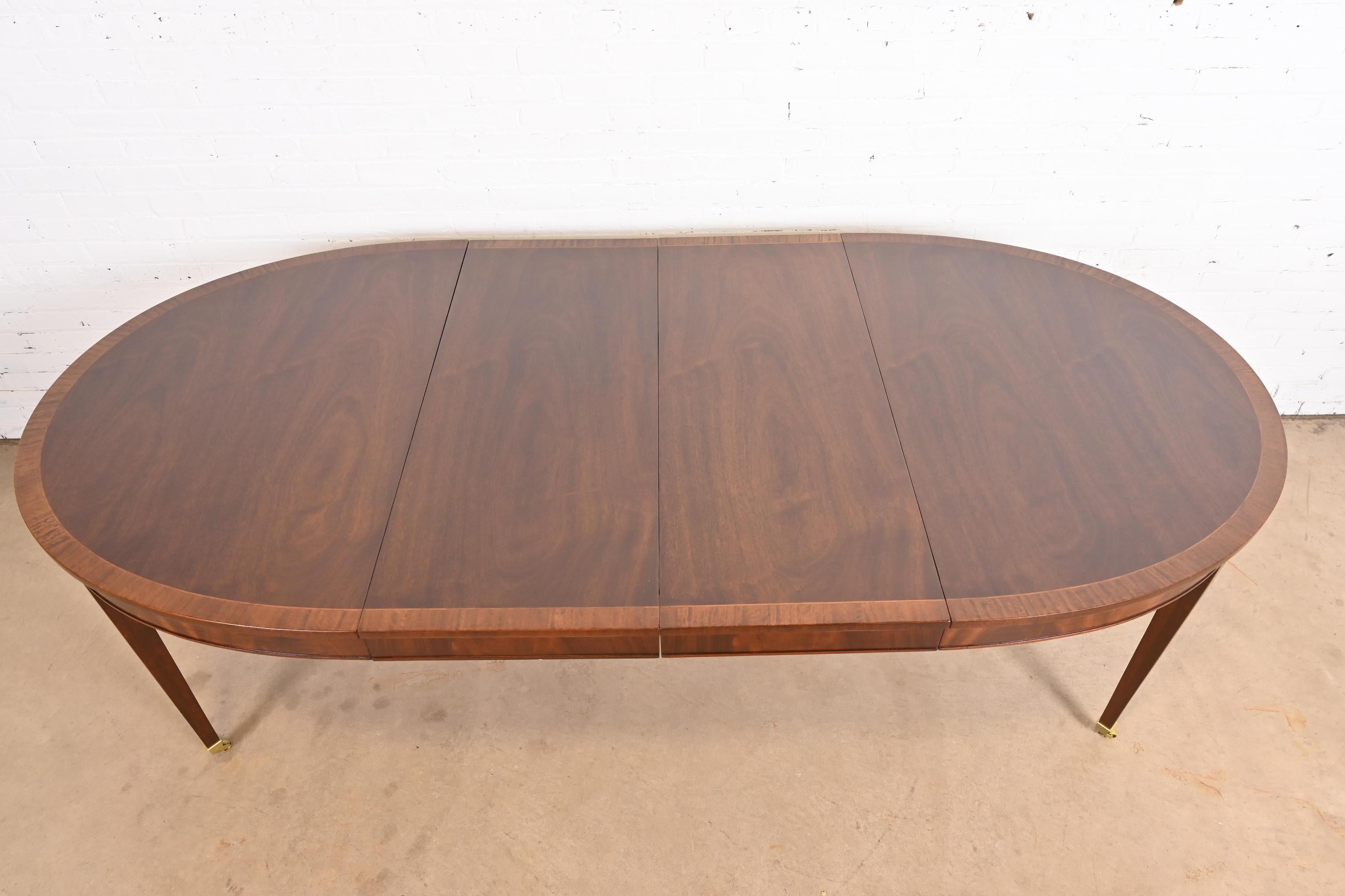 Baker Furniture Style Federal Banded Mahogany Dining Table, Newly Refinished 1