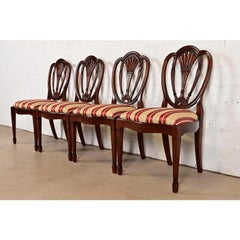 Baker Furniture Style Federal Carved Mahogany Dining Chairs, Set of Four