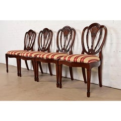 Baker Furniture Style Federal Carved Mahogany Dining Chairs, Set of Four