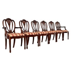 Baker Furniture Style Federal Carved Mahogany Dining Chairs, Set of Six