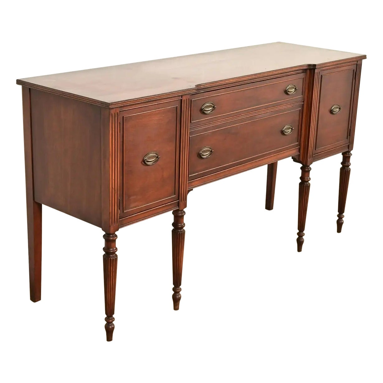 Baker Furniture Style Federal Carved Mahogany Sideboard Credenza