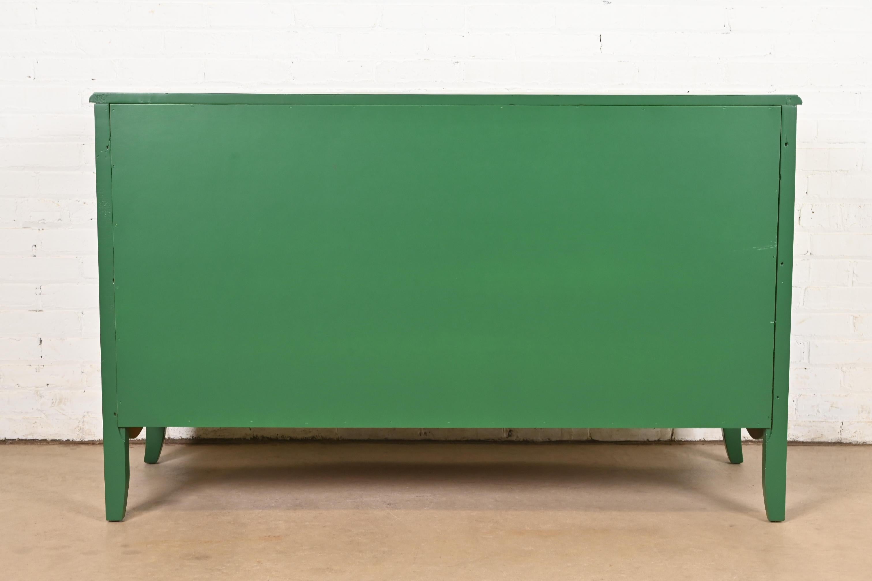 Baker Furniture Style Federal Green Lacquered Eight-Drawer Dresser, Refinished For Sale 5