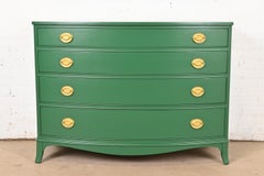 Baker Furniture Style Federal Green Lacquered Mahogany Dresser Chest, Refinished