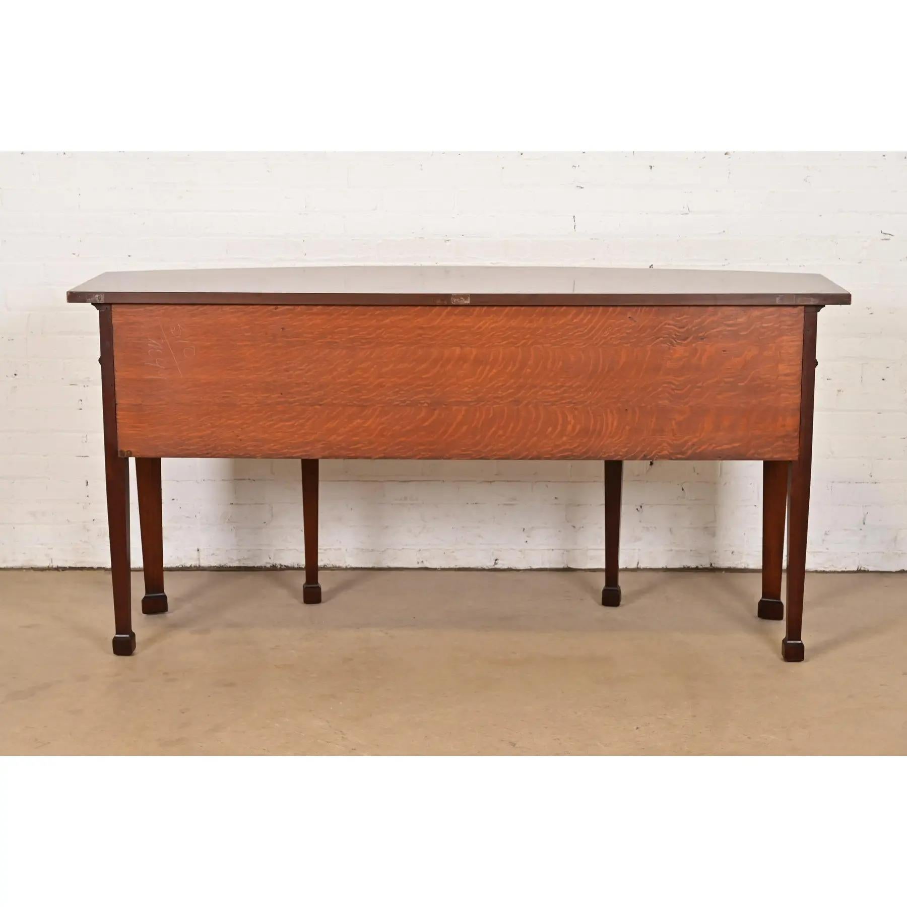 Baker Furniture Style Federal Inlaid Flame Mahogany Bow Front Sideboard Credenza For Sale 7