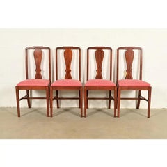 Sillas de comedor de caoba con incrustaciones, estilo Federal, de Baker Furniture, juego de cuatro
