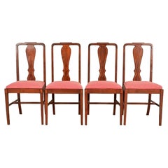 Baker Furniture Style Federal Inlaid Mahogany Dining Chairs, Set of Four