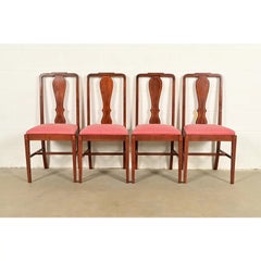Sillas de comedor de caoba con incrustaciones, estilo Federal, de Baker Furniture, juego de cuatro