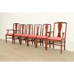 Baker Furniture Style Federal Inlaid Mahogany Dining Chairs, Set of Six
