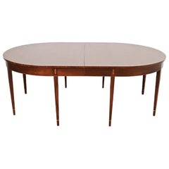 Baker Furniture Style Federal Inlaid Mahogany Dining Table, Newly Refinished