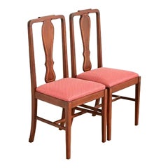 Baker Furniture Style Federal Inlaid Mahogany Side Chairs or Dining Chairs, Pair