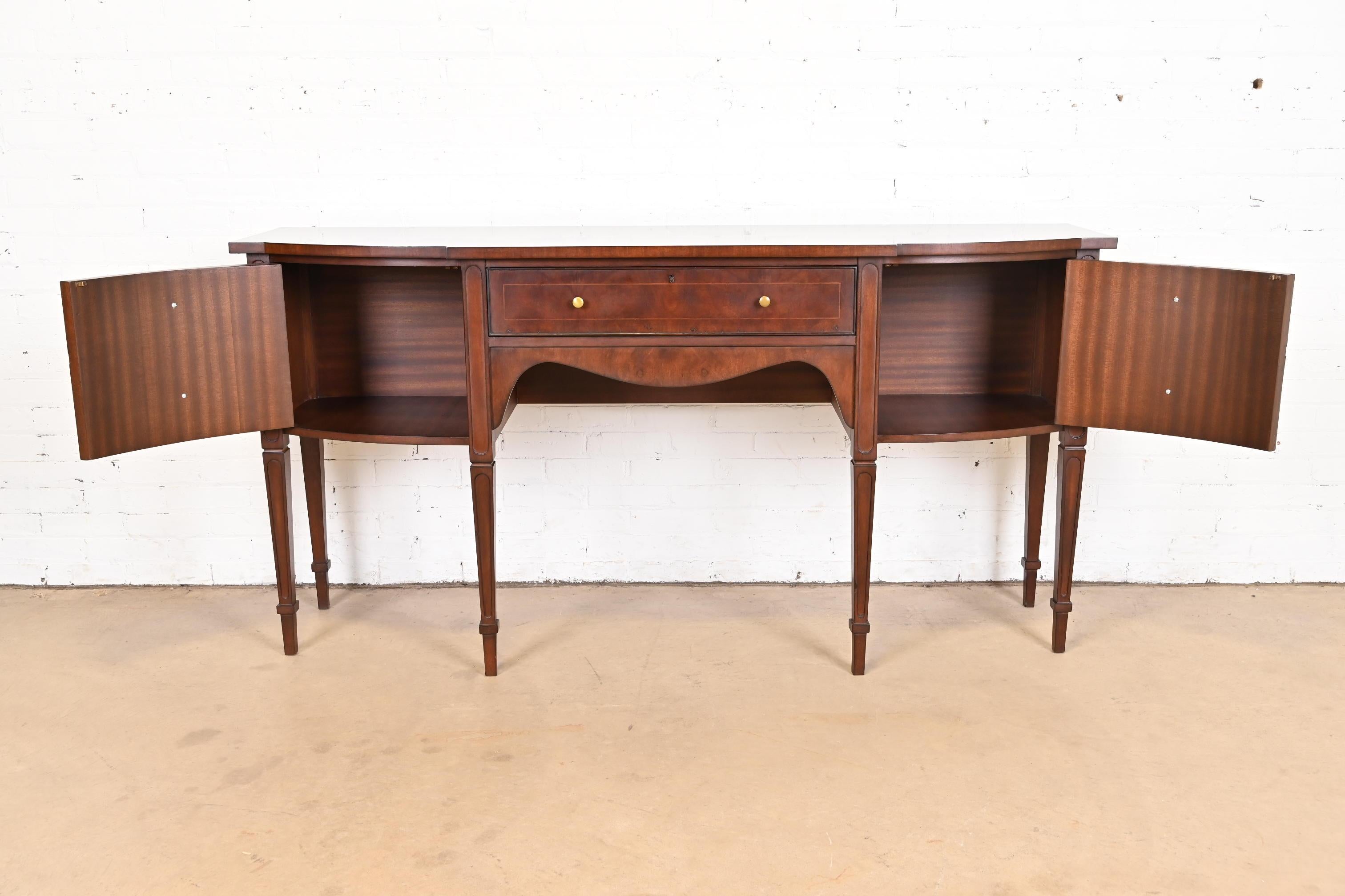 Baker Furniture Style Federal Inlaid Mahogany Sideboard Credenza For Sale 4